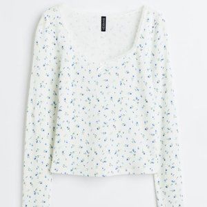 Lace-trimmed Pointelle Jersey Top